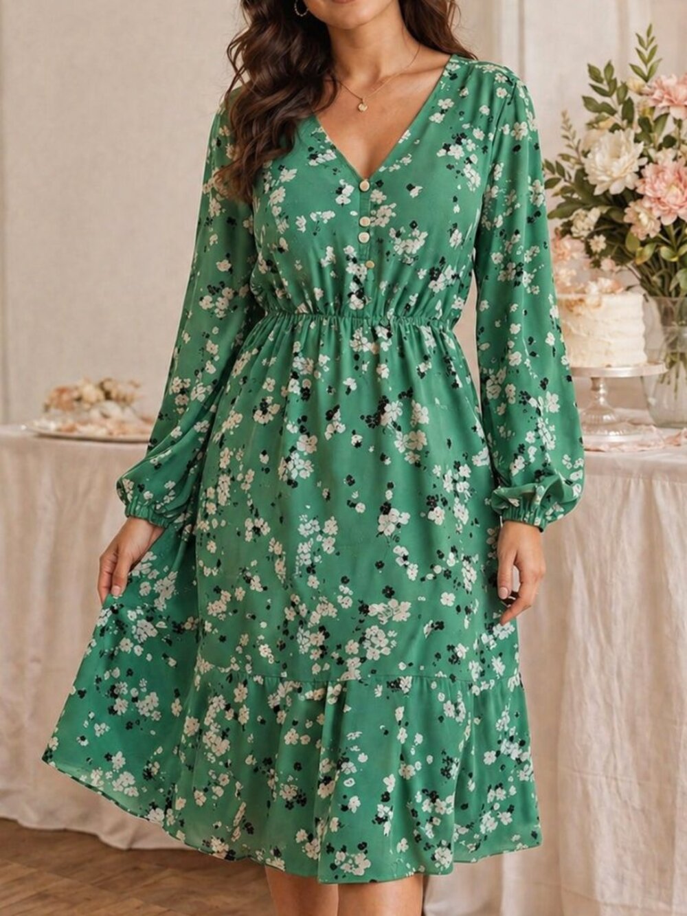 Shamrock Floral Long Sleeve Dress Size Small - NEW